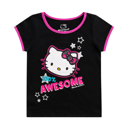 Hello Kitty Sanrio Girls 4 Pack Short Sleeve T-Shirt for Little and Big Kids, Multicolor, 7