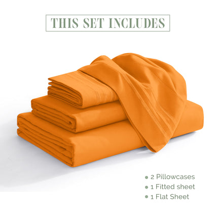 Elegant Comfort 4-Piece Bed Sheet Set - Luxury Bedding 1500 Premium Hotel Quality Microfiber, All Around Elastic 18-24 Inches Deep Fitted Sheet- Extra Deep Pocket Sheets, King, Persimmon