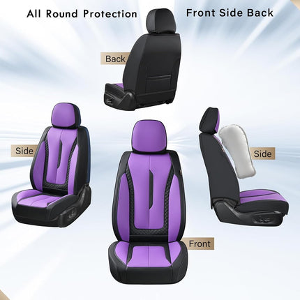 Coverado Car Seat Cover Front Seats, Purple Seat Covers Front Seats, Nappa Leather Waterproof, Car Seat Cushion, Car Seat Protector Universal Fit Most Cars