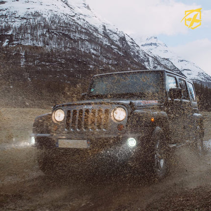4 Inch 60W LED Fog Light w/Blue Halo DRL Compatible with 07-18 Jeep JK JKU