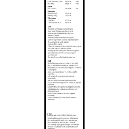 Bosch Wiper Blade Aerotwin A621S, Length: 650mm/500mm − Set of Front Wiper Blades - Only for Left-Hand Drive (EU)