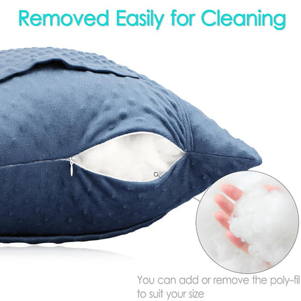 Heal n Hope Heart Surgery Pillow Shock Absorbing for Open Heart Surgery After Bypass Coughing with 2 Pockets - Recovery Gifts with Hands Placement Pouch, Minky Dot Denim Blue
