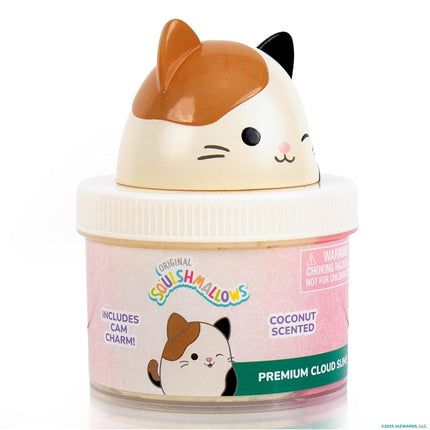 Original Squishmallows Cam The Cat Premium Cloud Slime, Coconut-Scented, 8 oz., Storage Container with Figurine Topper, Rubber Charm, Goodie Bags Stuffers, Kids Party Favors, Sensory Toys