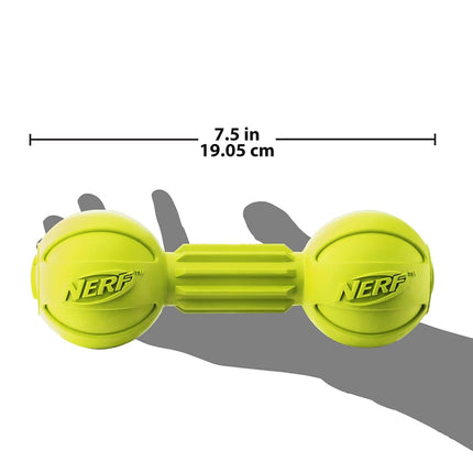 Nerf Dog Barbell Chew Toy, 7.5-Inch, Yellow
