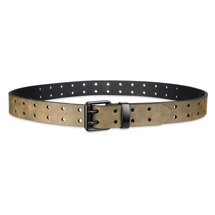 Dickies mens Double Prong Fully Adjustable Leather BeltBelt, Olive Perforated, Medium (34-36)