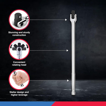 Neiko 00206A 1/2 Inch Drive Premium Breaker Bar, 24" Length Cr-V Steel