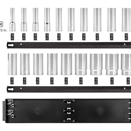 TEKTON 1/2 Inch Drive Deep 12-Point Socket Set with Rails and Tray, 19-Piece (3/8-1-1/2 in.) | SHD92127