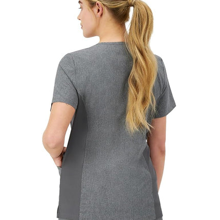Hanes Women's Healthcare Top, Moisture-Wicking Stretch Scrub Shirts, Ribbed Side Panels, Ebony Heather, XX-Large