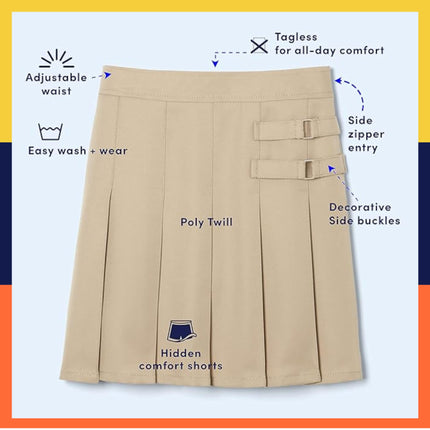 French Toast Girls' Two-Tab Pleated Scooter Skirt, Hunter Green, 8