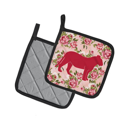 Caroline's Treasures Tiger Shabby Chic Pink Roses Pair of Pot Holders BB1010-RS-PK-PTHD, 7.5HX7.5W, Multicolor