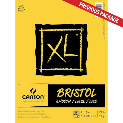 Canson XL Series Bristol Paper, Smooth, Foldover Pad, 9x12 inches, 25 Sheets (100lb/260g) - Artist Paper for Adults and Students - Markers, Pen and Ink