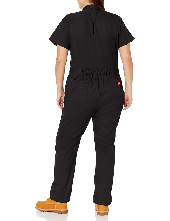 Dickies Mono de manga corta Flex para mujer talla grande, negro V1, 1X