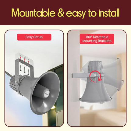 Pyle Indoor/Outdoor PA Horn Speaker – 12.7" Weather-Resistant Paging System, Commercial Audio Loudspeaker Powerful Sound & Easy Mounting 60 Watts for Schools, Shops, Warehouses & Campsites