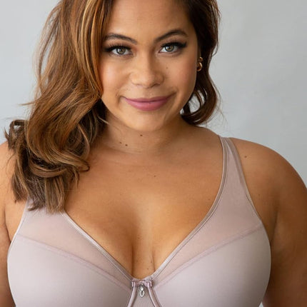Curvy Couture Women's Plus Size Sheer Mesh Plunge T-Shirt Bra, Retro Roses, 40H US