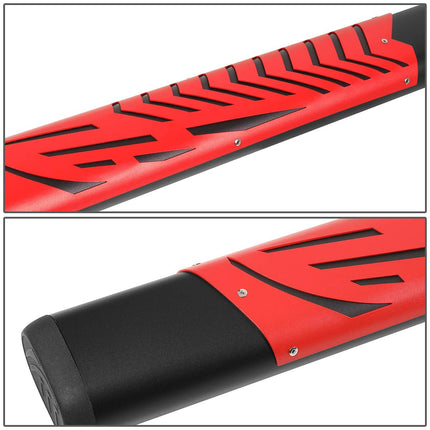 DNA Motoring STEPB-ZTL-8200-BKRD Estriberas Laterales de 5.5 Pulgadas con Almohadilla Roja de Repuesto para Ram Crew Cab 09-20