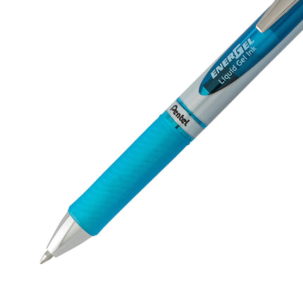 Bolígrafo de Gel Líquido Retráctil EnerGel RTX Trazo Mediano 2/Paq-Azul Cielo