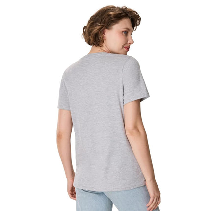 Hanes Women's Perfect-T Short Sleeve Cotton Crewneck T-Shirt, Light Steel, XXL