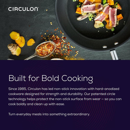 Circulon Radiance Hard Anodized Nonstick Fry Pan Set, Gray | Skillet Set for Everyday Cooking, 8.5 / 10 and 12.25 Inch | Even Heat Distribution and Easy Food Release Ergonomic Handles