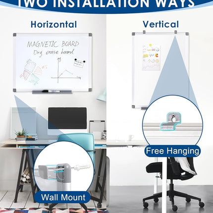 SWANCROWN White Board 60x60cm, Dry Erase Board with Silver Aluminum Frame