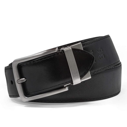Steve Madden Men's Dress Casual Every Day Leather Belt, Cognac/Black (Feather Edge), 48