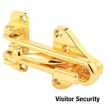Prime-Line U 11315 Swing Bar Door Guard with High Security Auxiliary Lock, Brass Finish (Single Pack)