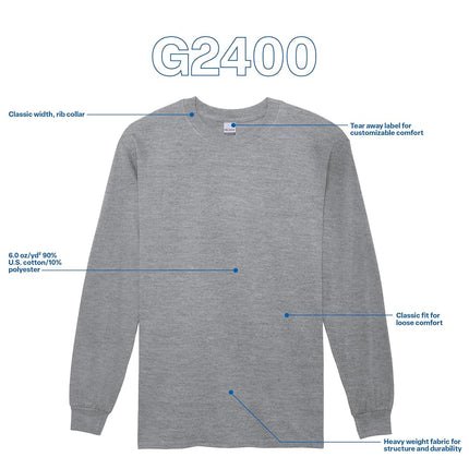 Gildan Unisex's Ultra Cotton Long Sleeve T-Shirt, Style G2400, Multipack, Sport Grey (2-Pack), 5XL (Pack of 2)