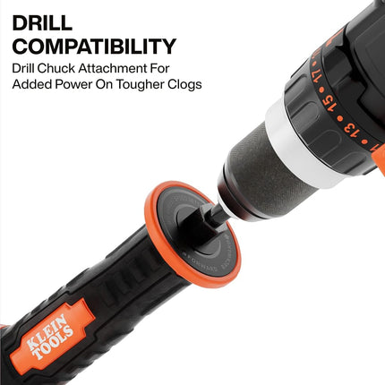 Klein Tools 53018 6-Foot Steel Toilet Auger, Extendable Toilet Snake Drain Clog Remover, Hybrid Manual Drill Operation, Plumbing Snake for Drains