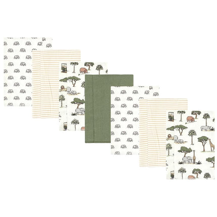 Hudson Baby Paños de Algodón de Franela Unisex para Bebé, Paquete de 7 Unidades Diseño "Going On Safari", Talla Única