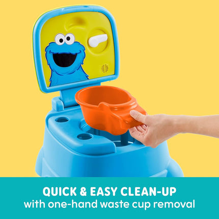 Sesame Street Cookie Monster Terrific 3-in-1 Potty Training Chair, Toilet Seat Trainer, and Step Stool, Easy Clean, Pretend Flush Handle, Gender Neutral