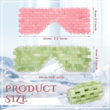 2 Pcs Jade Eye Mask Rose Quartz Crystal Sleep Masks Cooling Eye Mask for Puffiness Light Green Jade Stone Eye Mask for Alleviate Puffiness Massage Relax Wrinkles Relieve Migraine Meditation Beauty
