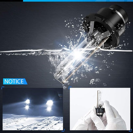 Nilight D2S HID Bulbs, 6000K Diamond White Xenon Replacement D2S HID Headlight Bulb,350% Lighting Distance Super Bright High for 12V Cars, IP67 Design with Metal Stents Base