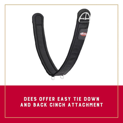 Weaver Equine Deluxe Super Horse Cinch, Anti-Slip Felt Lined Saddle Cinch Girth with Flat Buckle, Draft Horse Riding Supplies, Black