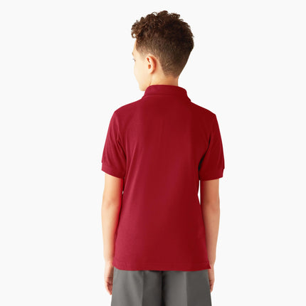 Dickies Boys' Short Sleeve Pique Polo, English Red, X-Small
