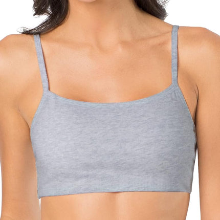 Fruit of the Loom Women's Spaghetti Strap Cotton Sports Bra, Red Hot/White/Grey Heather, 32 (Pack of 3)