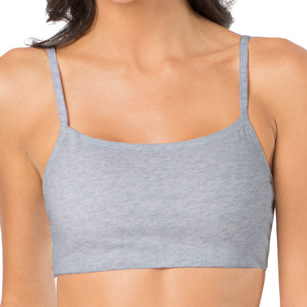 Fruit of the Loom Women's Spaghetti Strap Cotton Sports Bra, Red Hot/White/Grey Heather, 32 (Pack of 3)