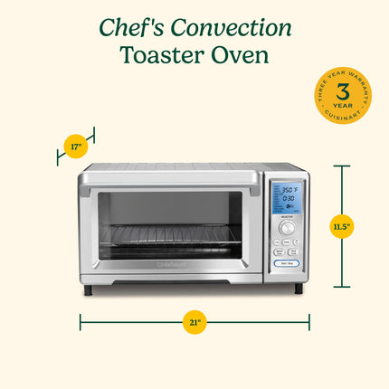 Horno tostador de convección Cuisinart, acero inoxidable, 42,9 cm (profundidad) x 53 cm (ancho) x 29 cm (alto), TOB-260N1