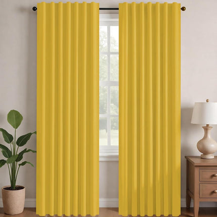 Deconovo Blackout Curtain Panels for Kids Bedroom Room Darkening Back Tab and Rod Pocket Curtains 42Wx72L Inch Mellow Yellow 2 Panels