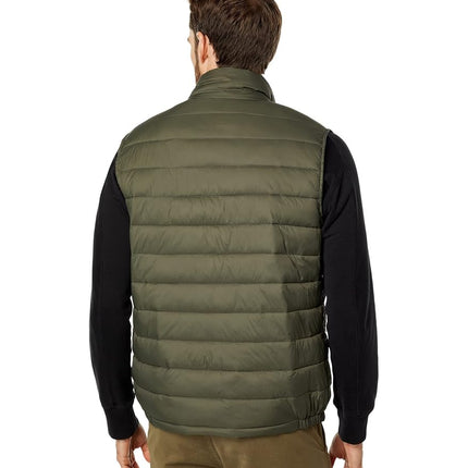 Cole Haan Men's Quilted Puffer Vest with Chest Zip Pocket, Army Green, M