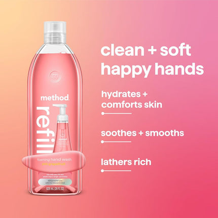 Method Foaming Hand Soap Refill, Pink Grapefruit, Recyclable Bottle, 28 oz, 4 pack