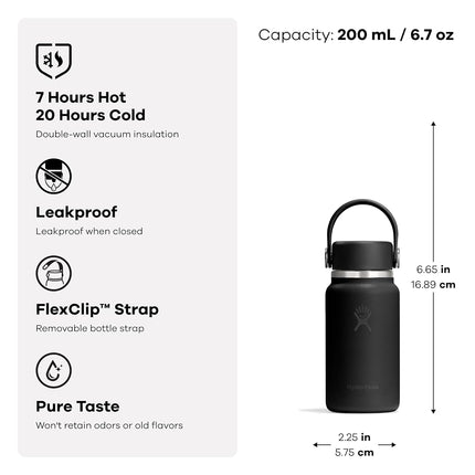 Hydro Flask – Micro Hydro 200 ml (6.7 oz) – Leakproof, Insulated Mini Flask with Clip-On Strap – Cold & Hot Up to 7 Hrs – Compact & Durable – Popstar Pink