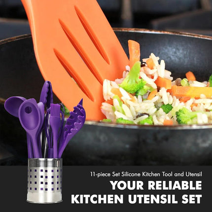 Chef Craft Juego de utensilios de cocina de silicona prémium, 11 piezas, morado