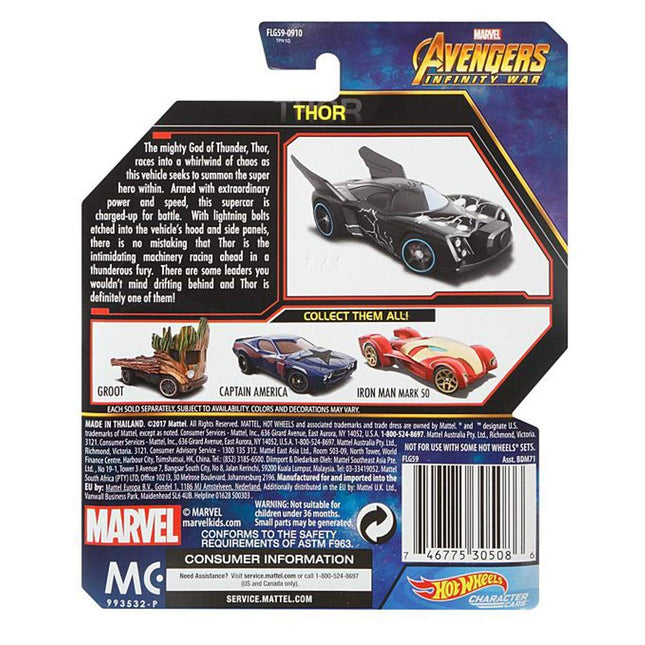 Hot Wheels Character Cars Thor Die-Cast Car Avengers Infinity War