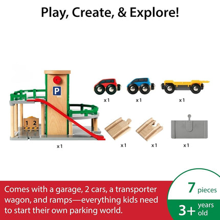 BRIO 33204 Parking Garage for Kids Age 3 Years Up - Compatible with all BRIO Railway Train Sets & Accessories, Multicoloured