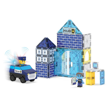 Magna-Tiles Police Station 35-Piece Magnetic Construction Set, The Original Magnetic Building Brand
