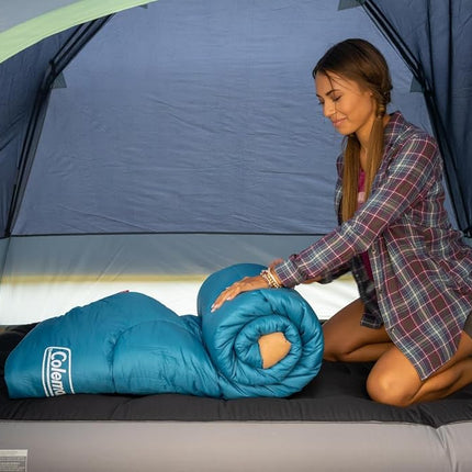 Sac de couchage adulte Coleman Brazos 20°F/30°F, sac de couchage pour temps frais avec fermeture éclair anti-accroc et sac de compression, lavable en machine