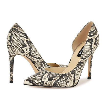 Nine West Women's Folowe Pump, Light Natural Snake Multi 051, 9