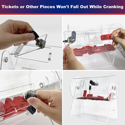 Acrylic Raffle Drum, Clear Raffle Ticket Spinner Cage, Transparent Raffle Ticket Box for Lottery Games, Bingo, Raffle Balls