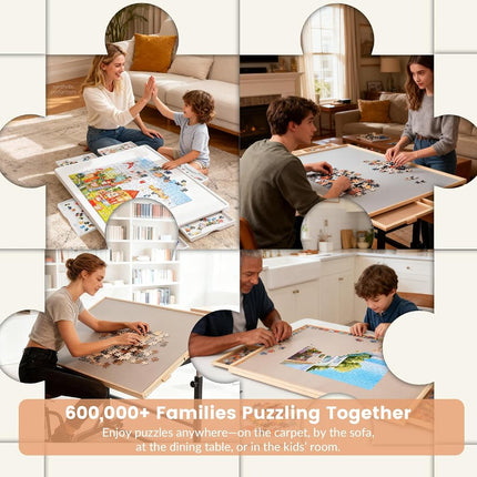 ALL4JIG 1500 Pieces Rotating Plastic Puzzle Board with 6 Sliding Drawers and Protective Cover, 360° Lazy Susan Design, 34.25"x26.38" Portable Spinning Puzzle Table for Adults, Ideal Mum