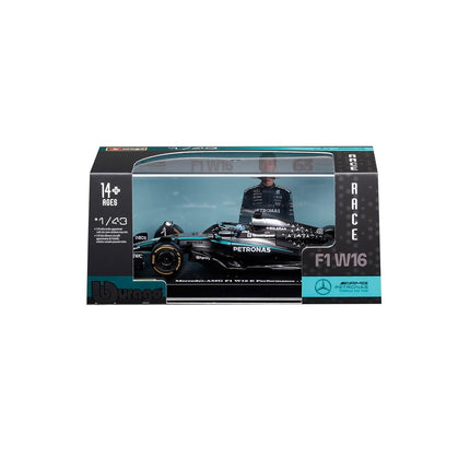Bburago Mercedes-AMG W16 2025#63 Russell Diecast 1:43 Model Car with Display Case and Base Detailed F1 Mercedes Replica Officially Licensed, Recommended Age 14+ Years