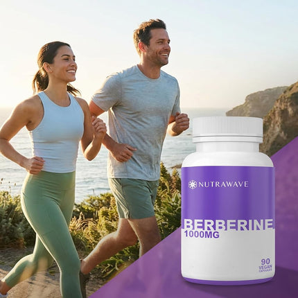 Nutrawave PURE Berberine MAXIMUM POTENCY 1000mg per Serving (2 capsules 500mg each) Non-GMO, Vegan, Gluten Free. 90 Easy to Swallow Capsules